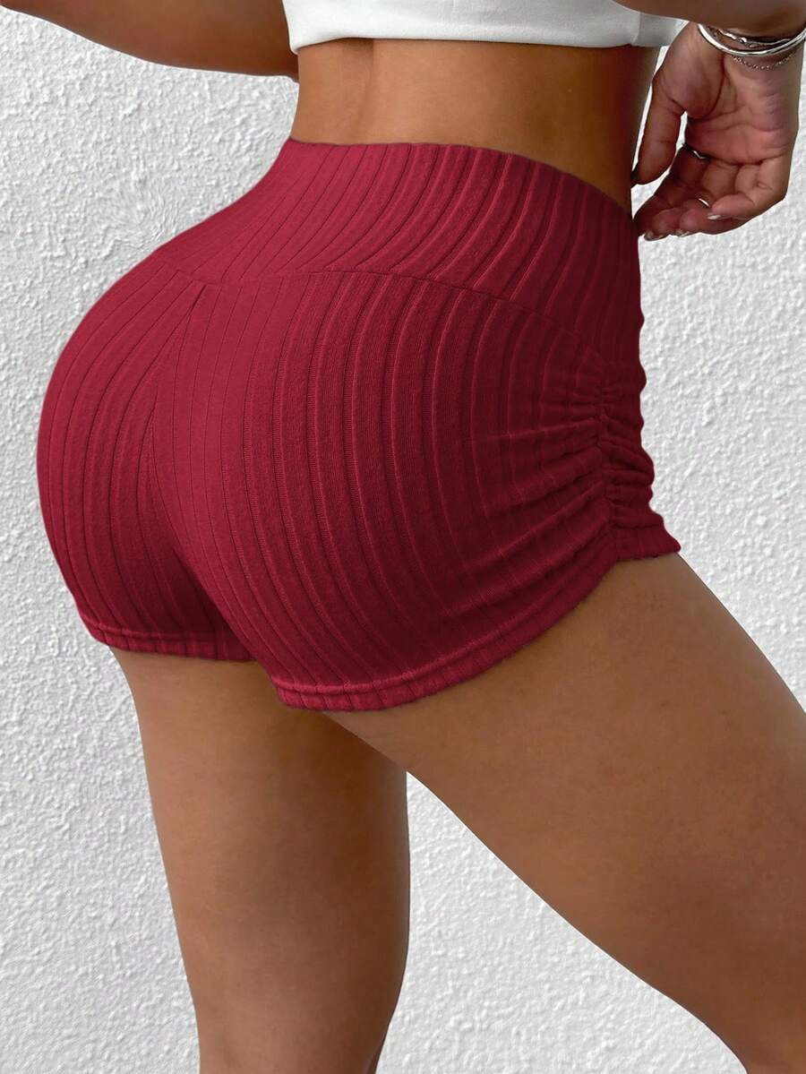 SHEIN EZwear Summer Casual Apricot Ruched Fitted Shorts