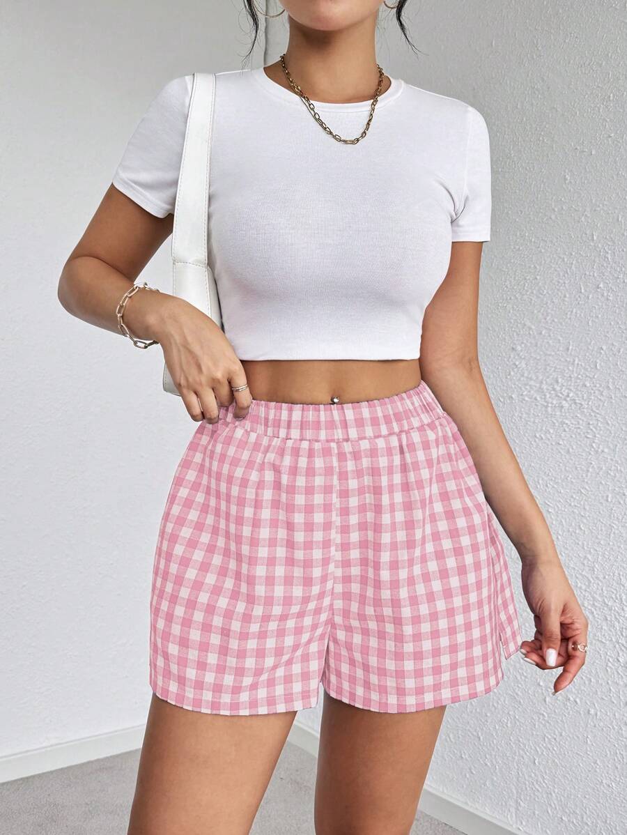 SHEIN Essnce Striped Print Slant Pocket Shorts
