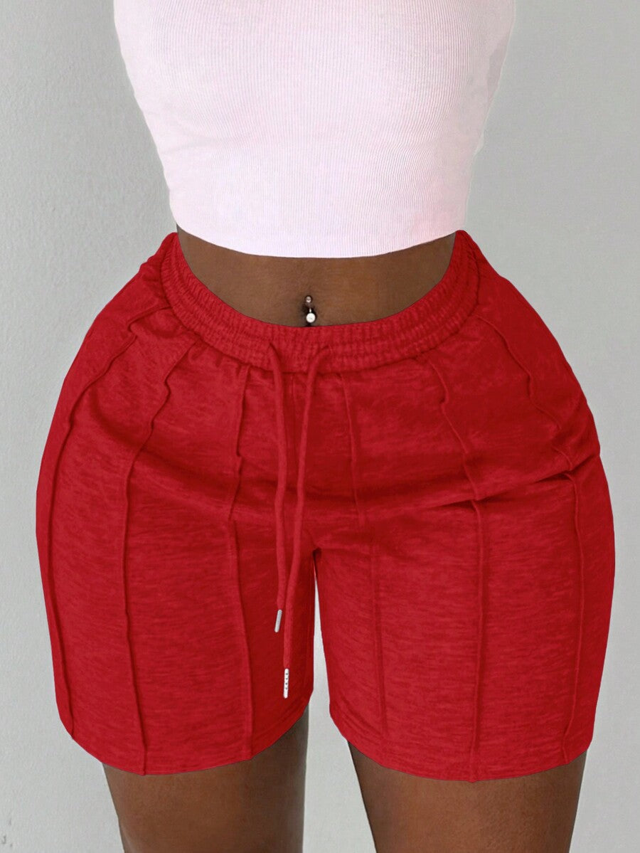 Slaydiva Summer Casual Sports Front Pleated Drawstring Shorts – Light Grey