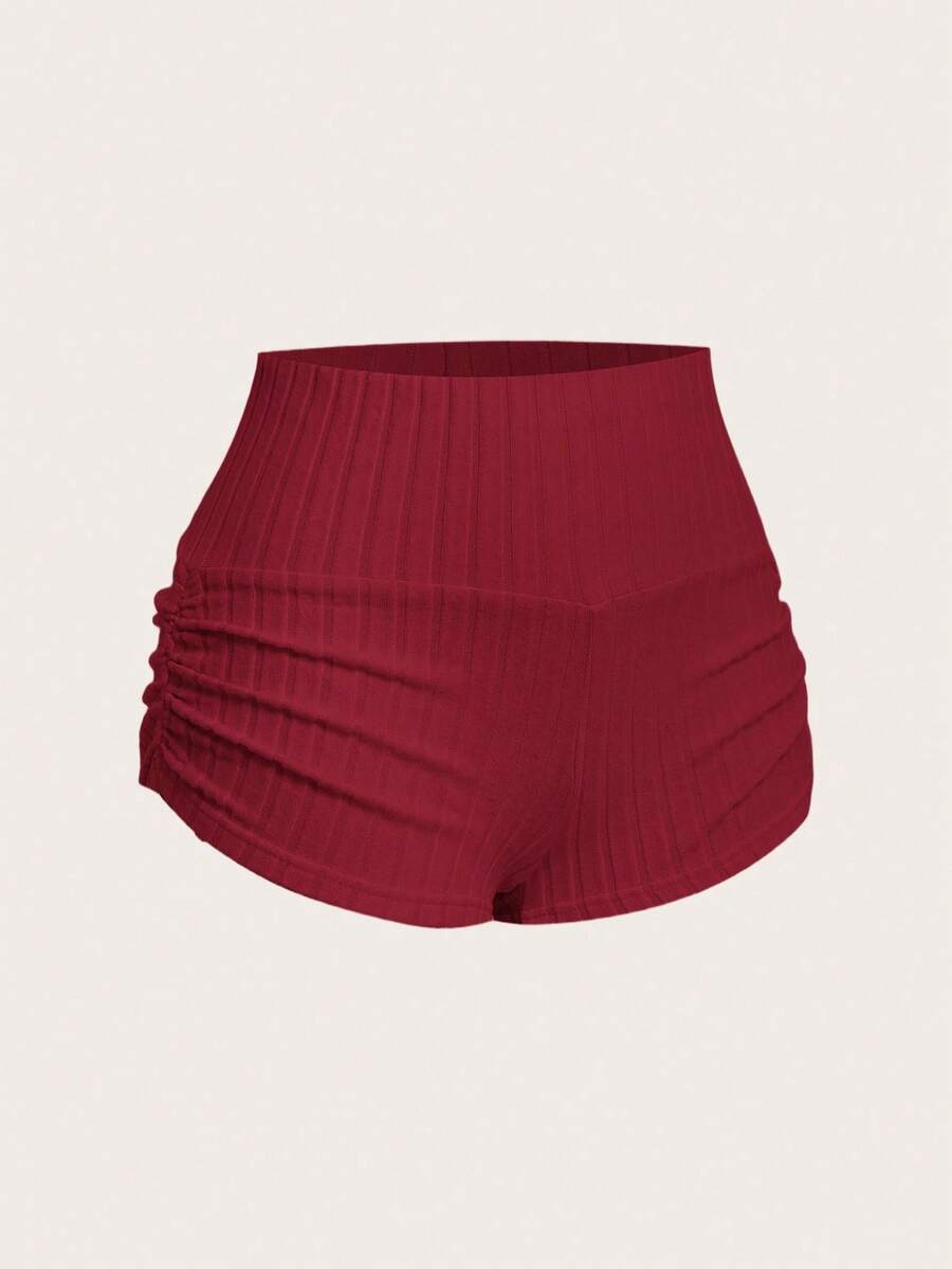SHEIN EZwear Summer Casual Apricot Ruched Fitted Shorts