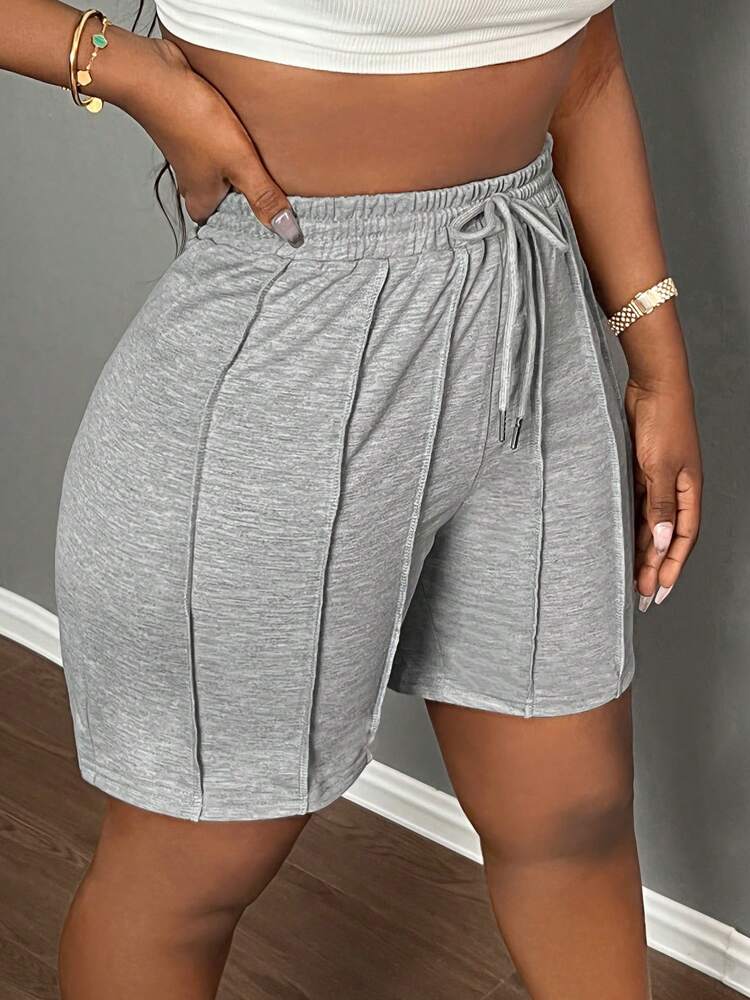 Slaydiva Summer Casual Sports Front Pleated Drawstring Shorts – Light Grey