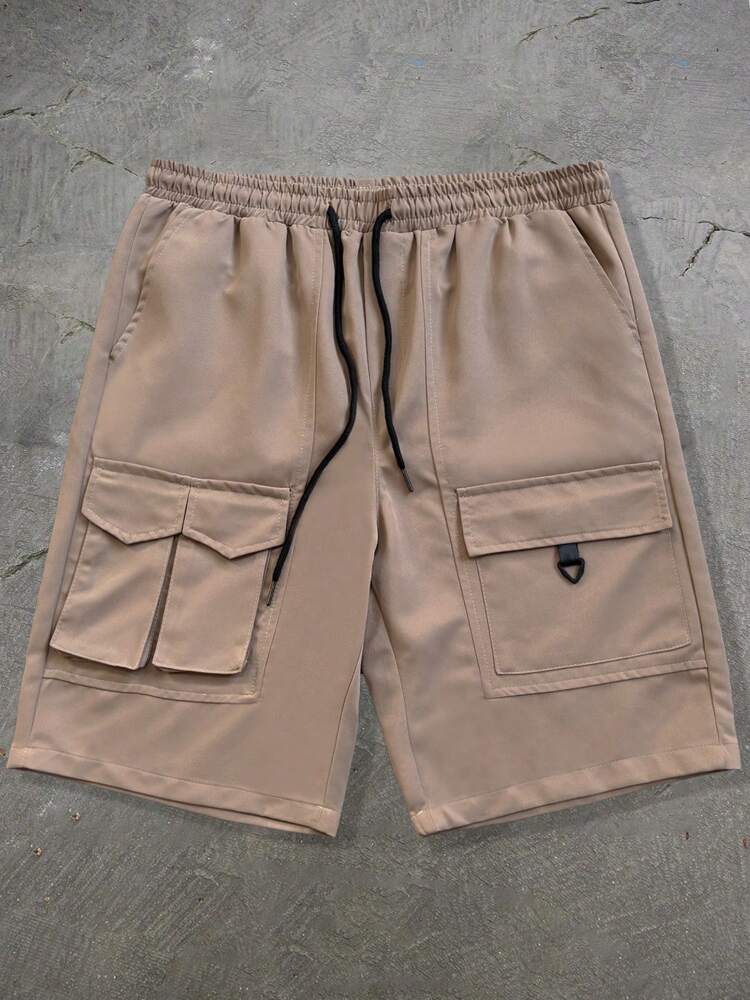 ROMWE MEN Street Life Men's Cargo Fashionable Multi-Pocket Loose Cargo Shorts