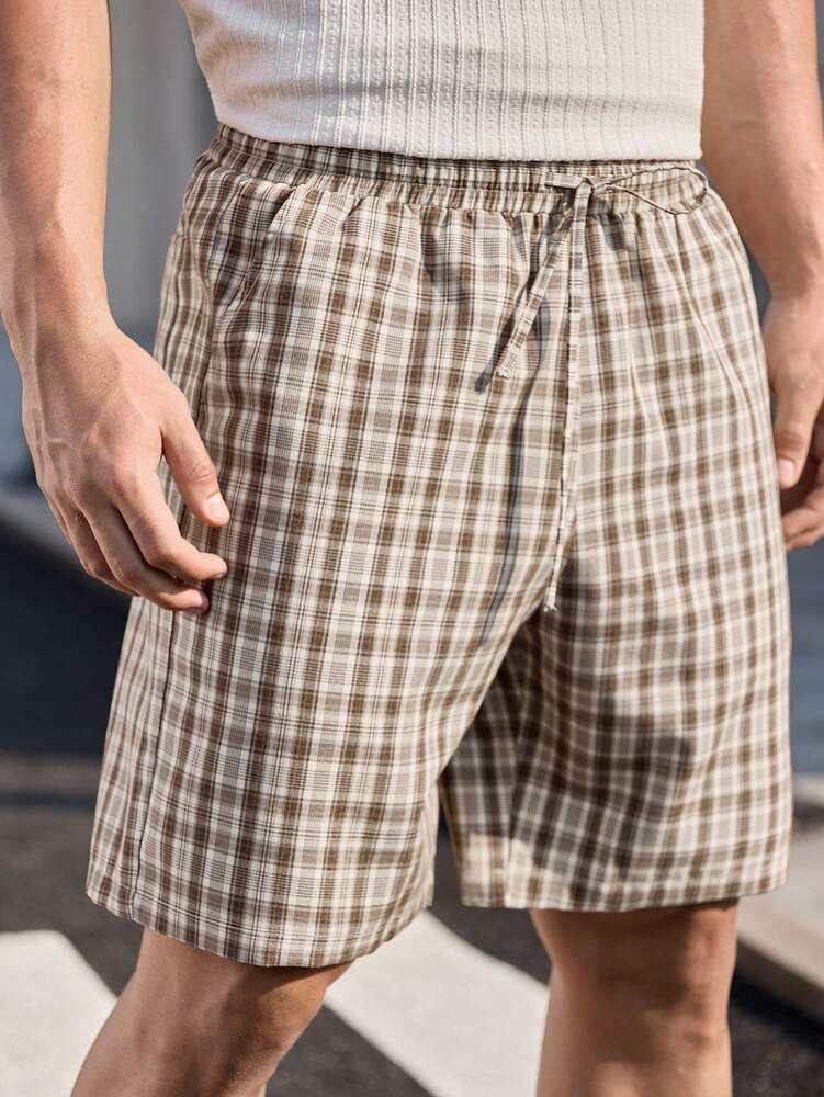 Manfinity Homme Suitable For Summer Men’s Clothing Checkered Shorts