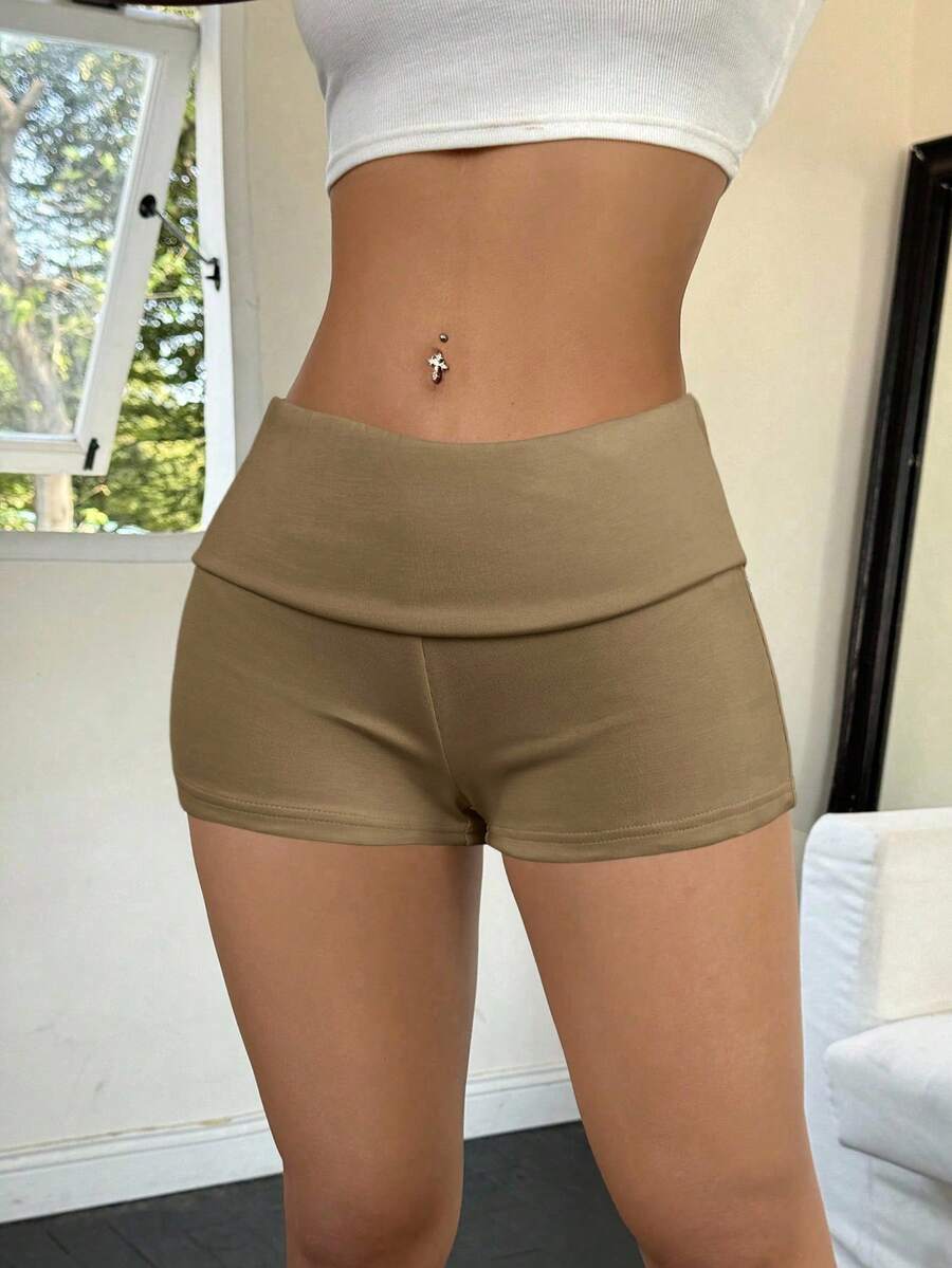 SHEIN EZwear Summer Outfits for Women – Simple Slim-Fit Anti-Flashing Shorts, Casual Daily Wear (Grey)