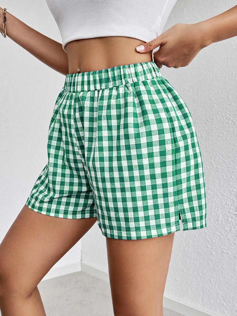 SHEIN Essnce Striped Print Slant Pocket Shorts
