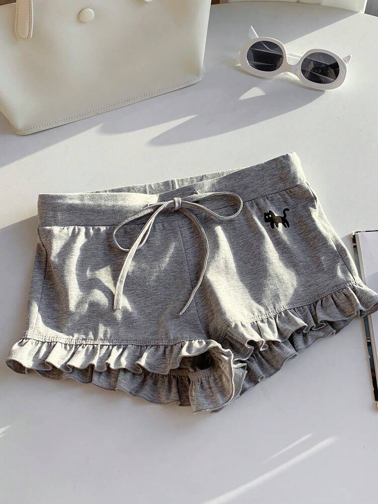 Comfortcana Women's Cat Print Drawstring Waist Casual Versatile Shorts
