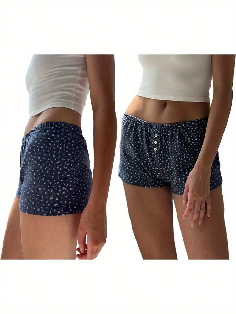 Women's Summer Casual Pajama Shorts – Solid Color/Floral/Heart/Striped Lounge Shorts