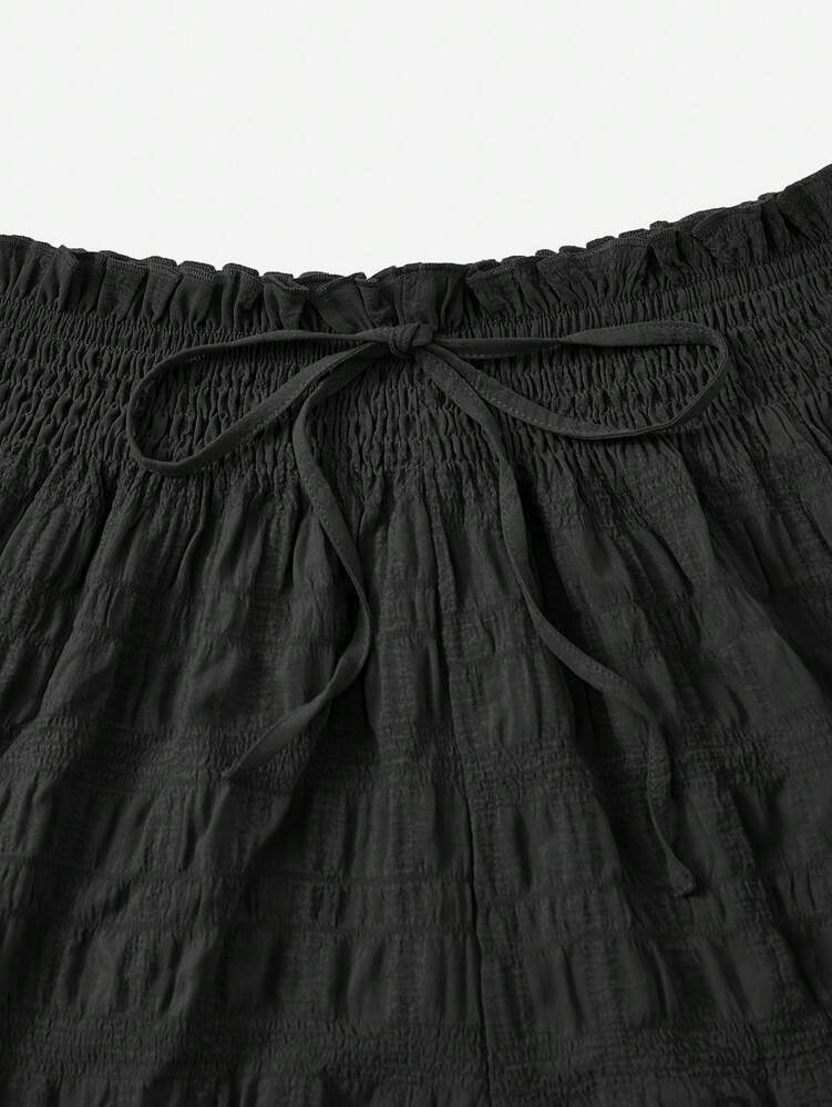 SHEIN EZwear Summer Outfits Solid Tie Front Shorts