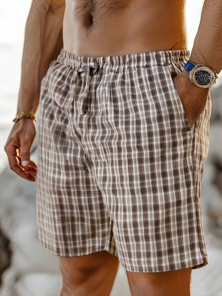 Manfinity Homme Suitable For Summer Men’s Clothing Checkered Shorts
