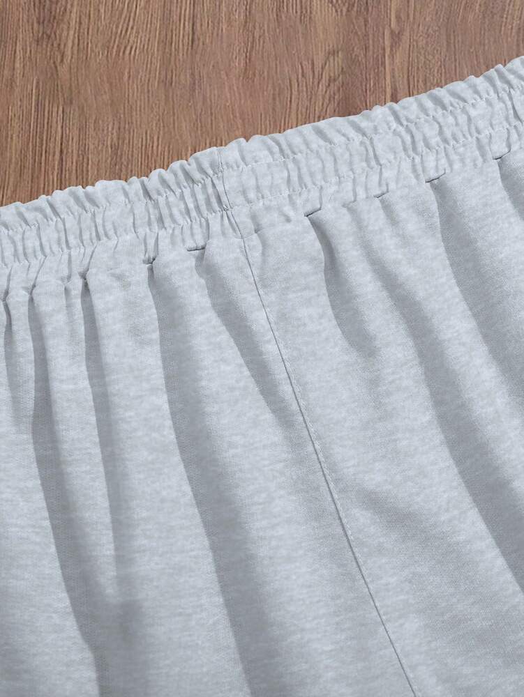 GENIUS ODE Men's Letter Print Drawstring Waist Pockets Casual Shorts