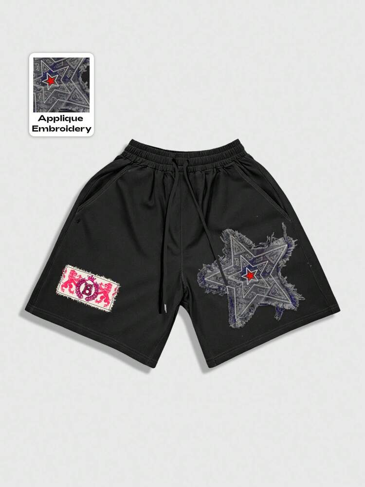 ROMWE MEN Anime Men's Printed Casual Shorts, Suitable For Spring/Summer