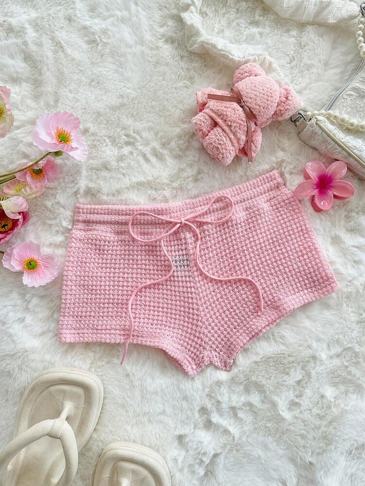 Sweetina Women's Pink Basic Casual Knit Hot Pants, Summer