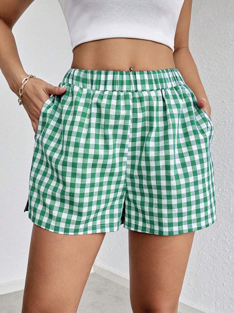 SHEIN Essnce Striped Print Slant Pocket Shorts