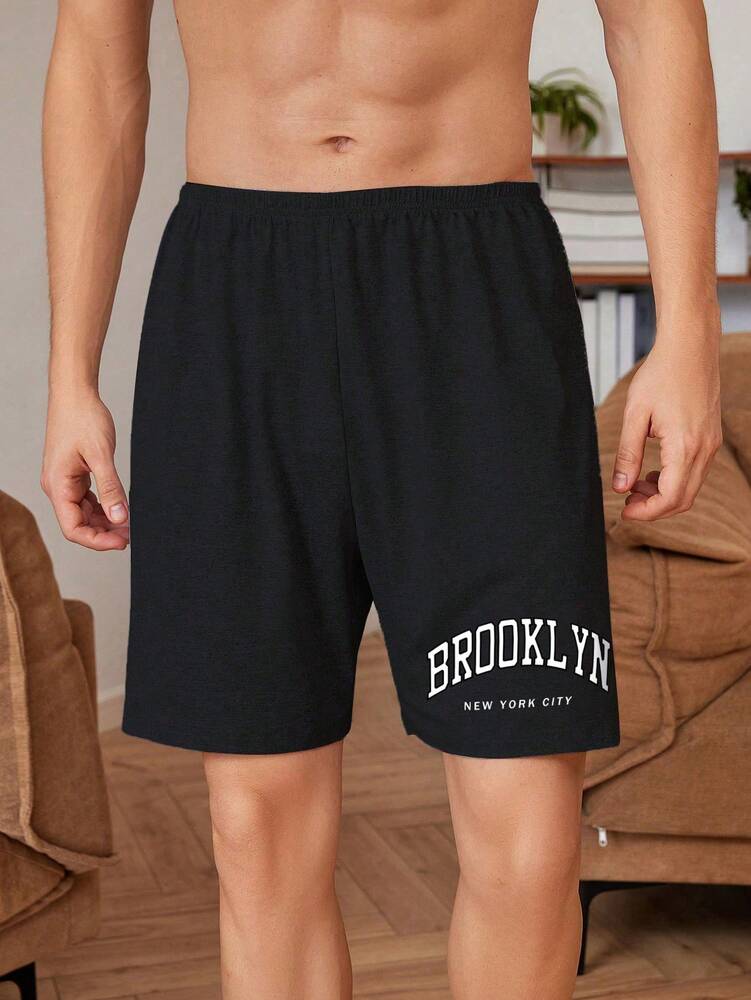 Manfinity Underwear & Sleepwear Basics Men Letter Graphic Sleep Shorts For Summer