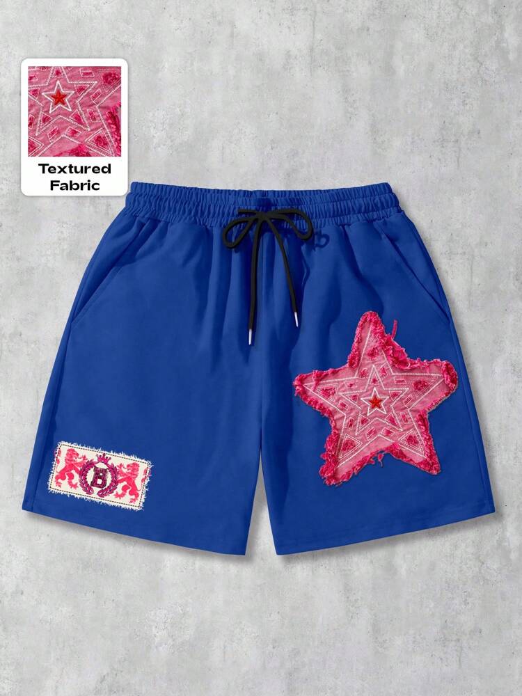 ROMWE MEN Anime Men's Printed Casual Shorts, Suitable For Spring/Summer