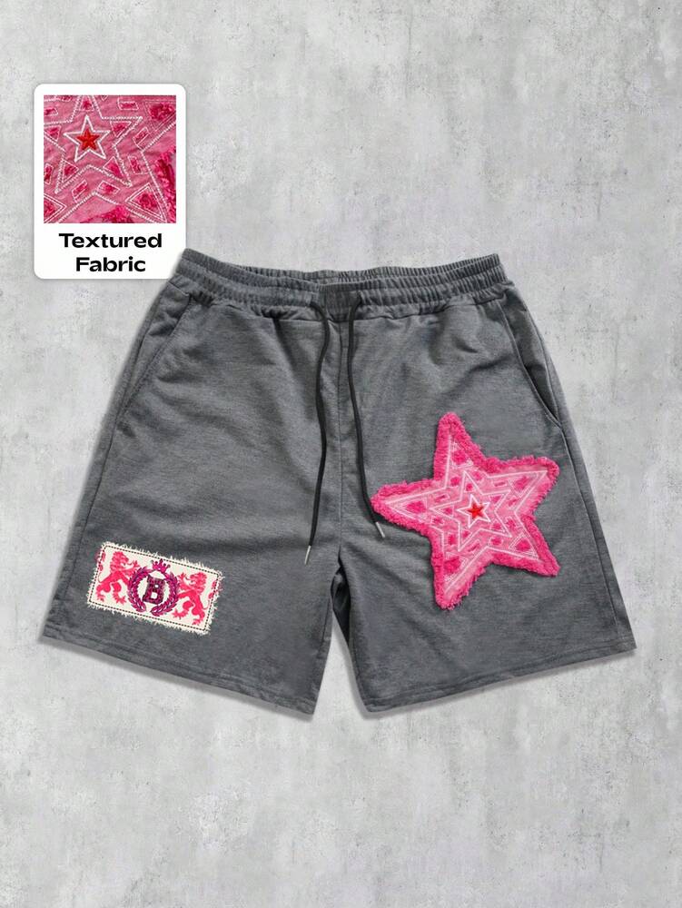 ROMWE MEN Anime Men's Printed Casual Shorts, Suitable For Spring/Summer