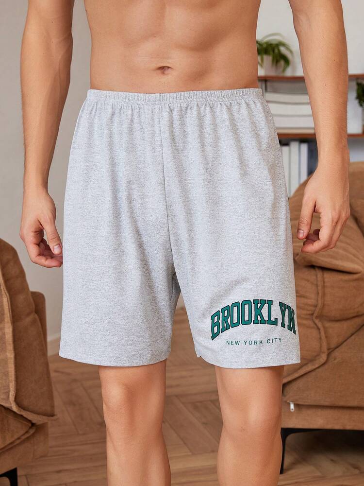 Manfinity Underwear & Sleepwear Basics Men Letter Graphic Sleep Shorts For Summer