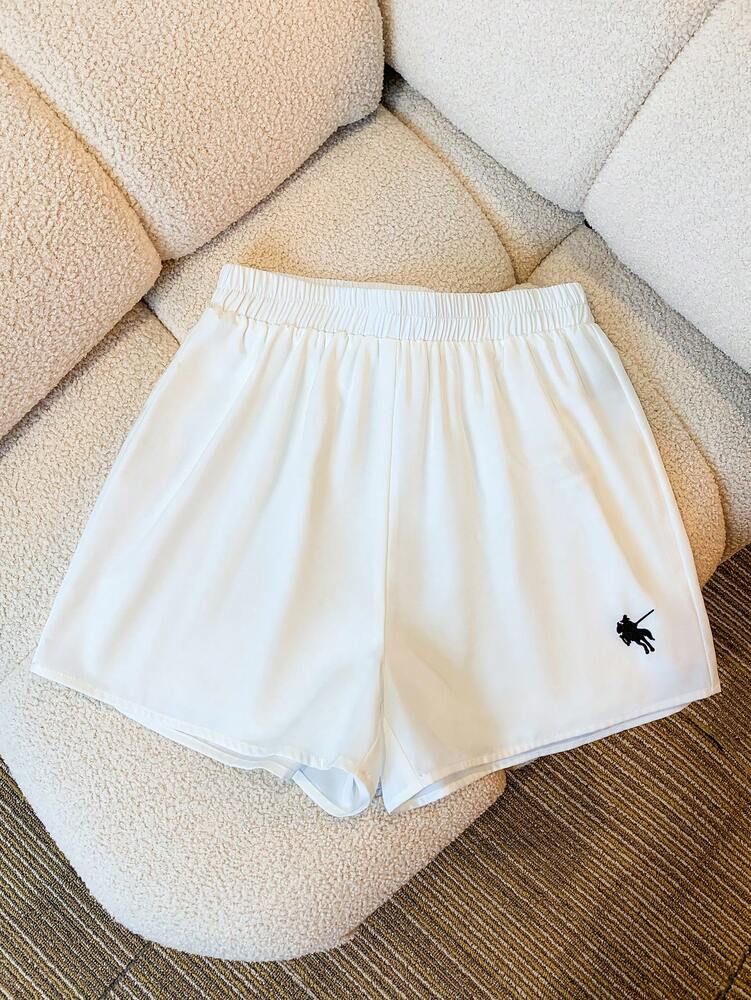 GlowEve Women's Casual Printed Shorts – White Equestrian Summer Leisurewear