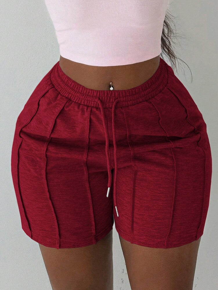Slaydiva Summer Casual Sports Front Pleated Drawstring Shorts – Light Grey