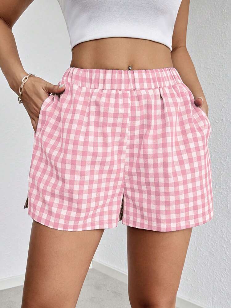 SHEIN Essnce Striped Print Slant Pocket Shorts