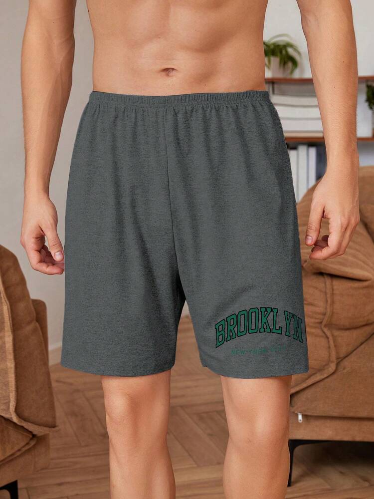 Manfinity Underwear & Sleepwear Basics Men Letter Graphic Sleep Shorts For Summer