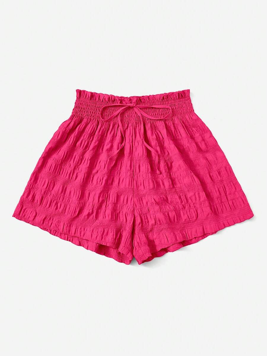 SHEIN EZwear Summer Outfits Solid Tie Front Shorts